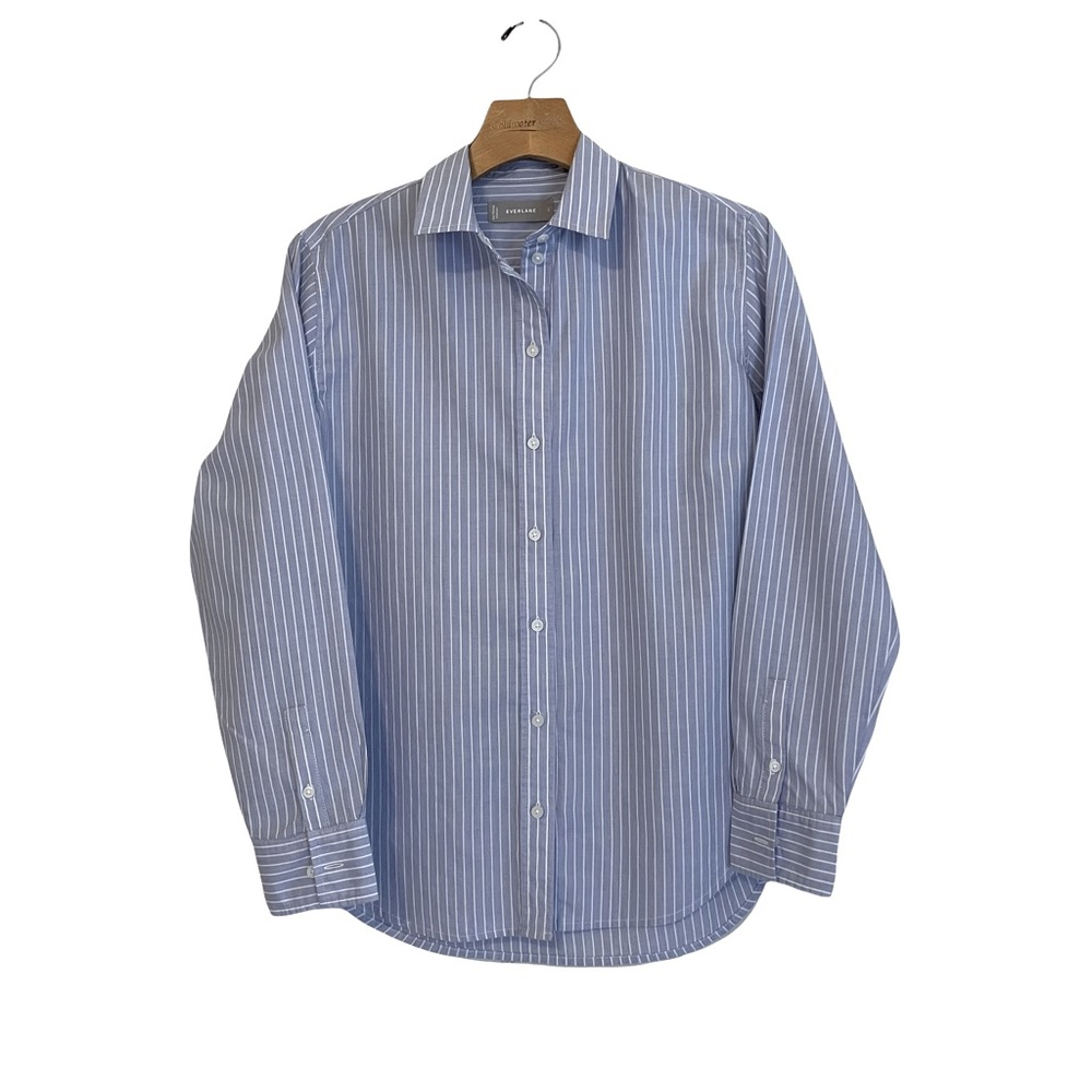 Everlane Blue White Button Down Cotton Shirt Size 0